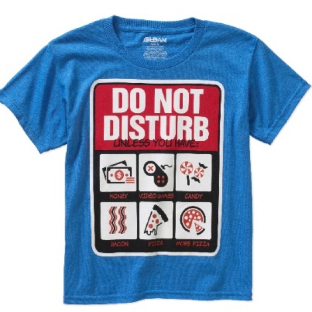 NWT Boys DO NOT DISTURB Short Sleeve Funny Tee XS